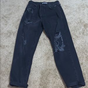 Black ripped mom jeans